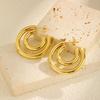 Classic C-shaped Earrings for Women,Gold Plated Stainless Steel Double Round Tube Earrings,Unique Jewelry Mother's Day Gift