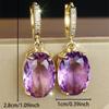 Purple Pink Oval Stone Aqua Blue Zircon Hoop Earrings For Women Vintage Gold Color Ear Buckle Wedding Jewelry Mother's Day Gifts