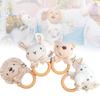 Gbee Baby Cotton Rattle Toy With Wooden Ring Animal Design Ideal Toy Newborn