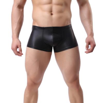 Men Boxer Underwear Elastic Mid-rise Tight Cut High Elasticity Shorts Panties Solid Color U-Convex