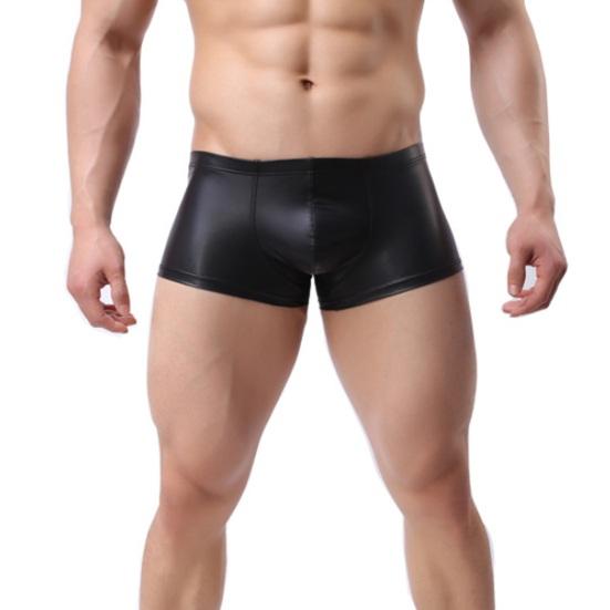Men Boxer Underwear Elastic Mid-rise Tight Cut High Elasticity Shorts Panties Solid Color U-Convex Breathable Panties