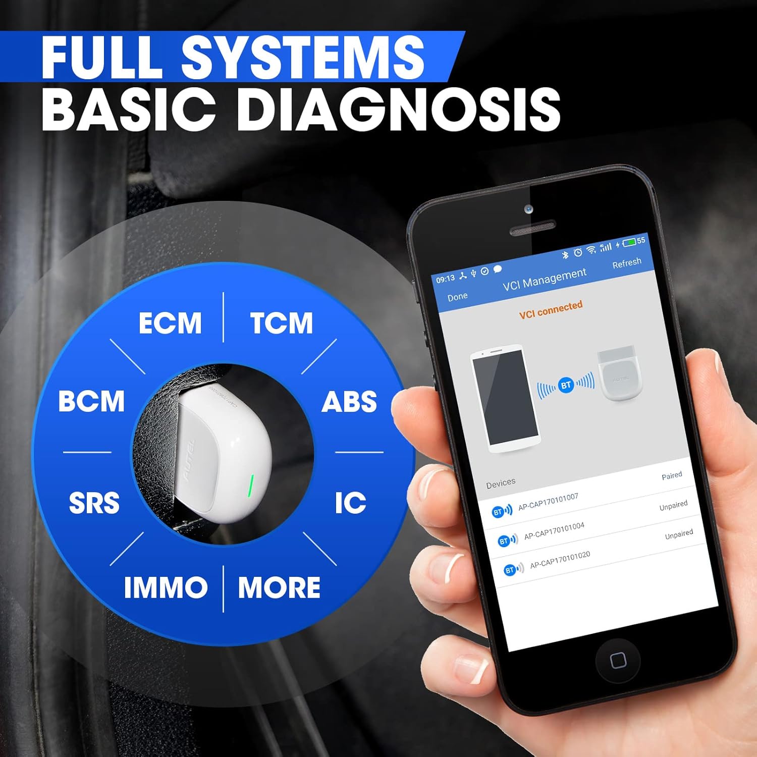 

Autel MaxiAP AP200 OBD2 Сканер Bluetooth Беспроводной OBDII Инструмент Авто Диагностики с Диагностикой Всех Систем, 19 Функциями Сброса, AutoVIN, Проверка Двигателя