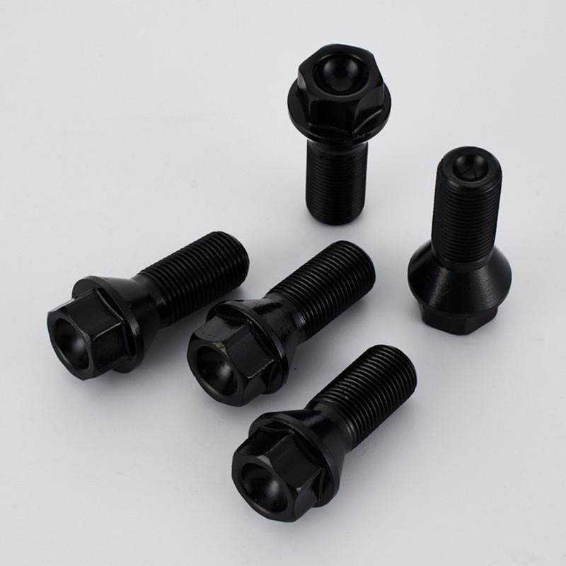 M12 X 1.5 Black Whee Bolts  for BMW 36136781150 Wheel Lug Bolt  for BMW X1 Z4 E46 E90 E39 E60 E53 325i  650Ci Hex 17mm