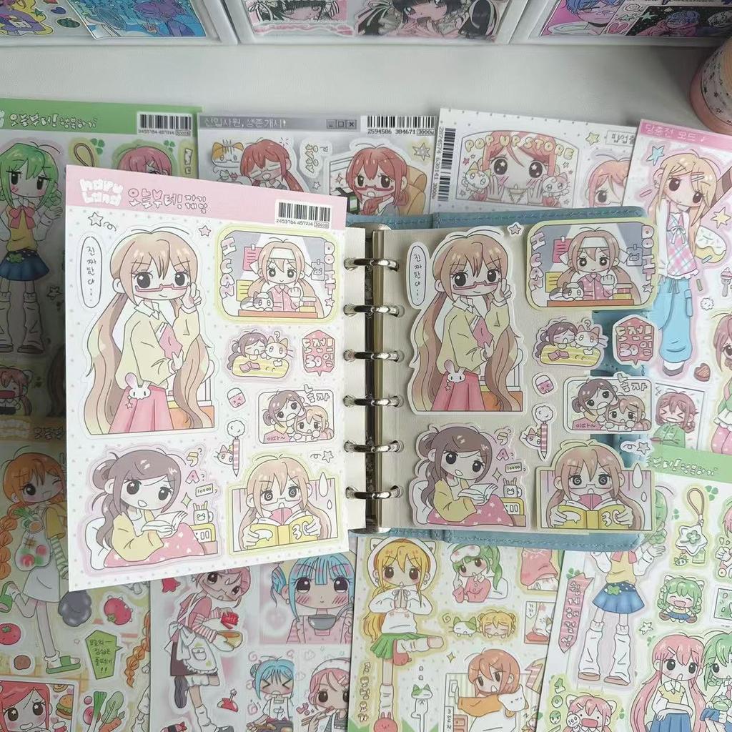 8 Types of Korean Cute Girl Stickers Soft Cute Girl Handbook Stickers Ins Cartoon Character Material Handbook Stickers New Gifts