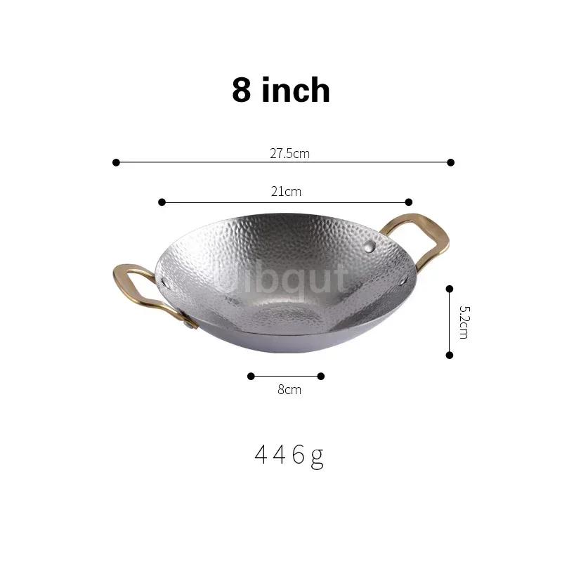 Pot cub Golden Double Ear Bar Cauldron Commercial round Bottom Small Hot Pot Creative Thickened Stainless Steel Dry