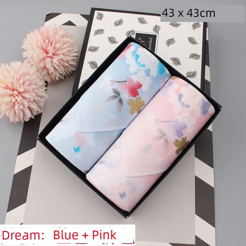 

Женский принт Ультратонкий Чистый Хлопок Носовой Платок Хлопковый Мягкий Впитывающий Пот Носовой Платок для Пожилых Людей Старомодный Хлопковый Мягкий Маленький Квадратный Платок Dream Sakura: Blue + Pink(43cm)