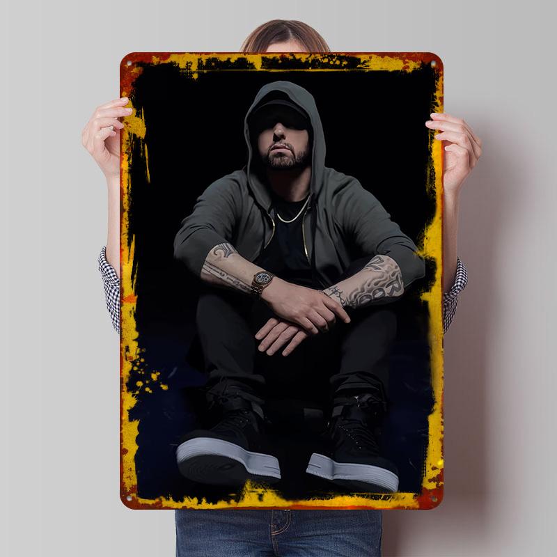 

Eminem Hip Hop 8 Miles Metal Poster Customized Wall Art Retro Vintage Tinplate Signs for Gamer Decoration Room Home Decor Items 7.9x11.8In(20x30cm)