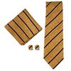 2025 Men's Retro Stripe Solid Tie, Pocket Square & Cufflinks Set