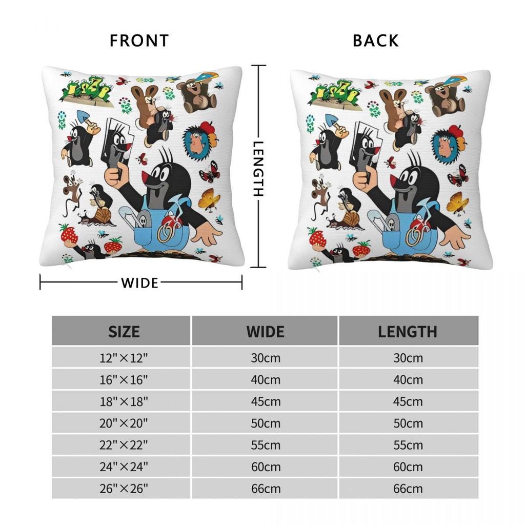 Pillow Cover Classic Cartoon Little Mole Print Printed Cushion Cover Kawaii Pillow Case For Wedding Party Home Decor Pillowcases