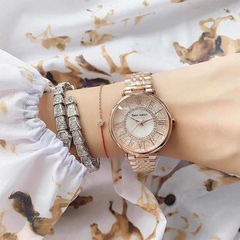 Student Watch Female Ins Style Simple Temperament High School Junior High School Rhinestone Mobile Watch Female Starry Sky Ladies Watch.