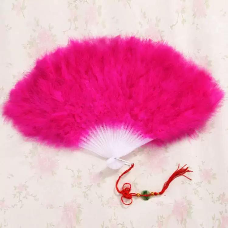 Dance Cheongsam Feather Full Velvet Fan Classical Night Beach Stage Show Square Dance Photo Props Folding Fan