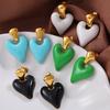 Exquisite Sweet Cool Wind Dripping Oil Love Earrings Women'S Stainless Steel High Sense Versatile Temperament Small Fresh Earrings