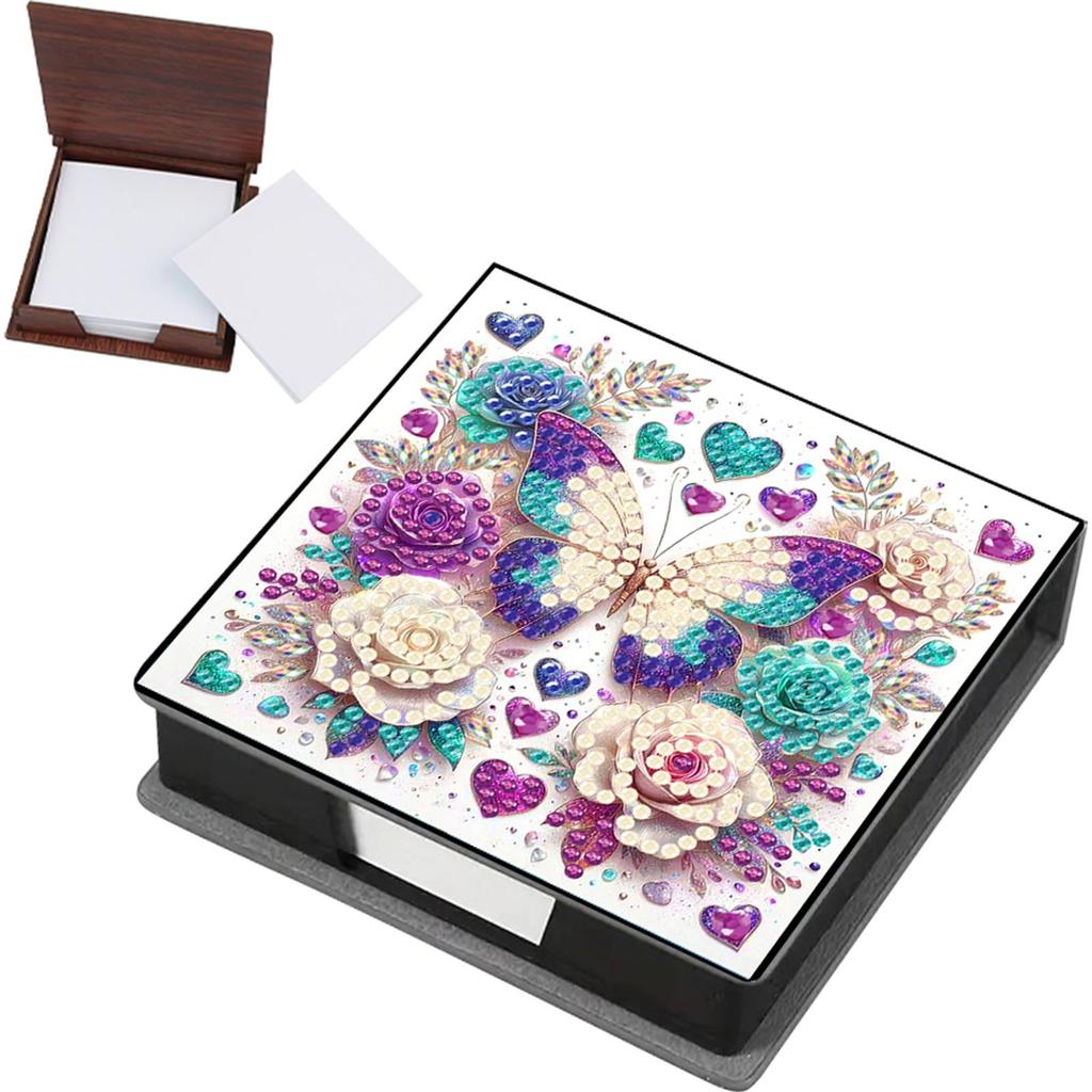Animals Leather Gem Painting Memo Pad Holder Mosaic Kit Diamond Art Note Box with 160 Sheets of Paper for Adults Beginners