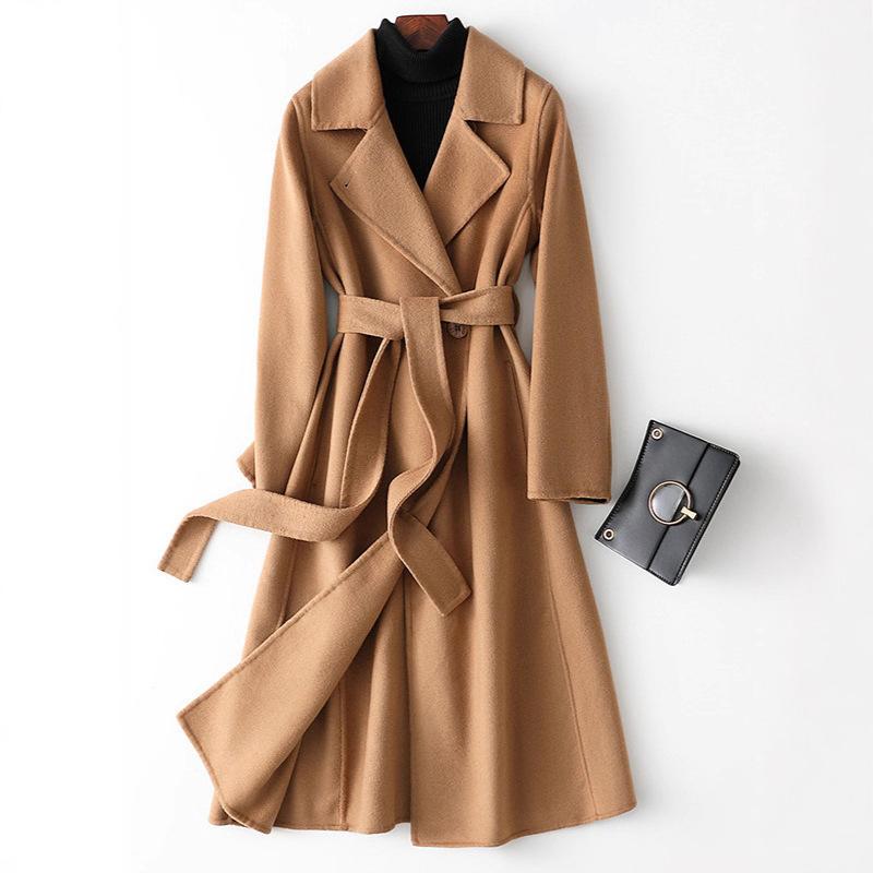 New double-sided cashmere coat female slim and thin Hepburn long oversize woolen coat