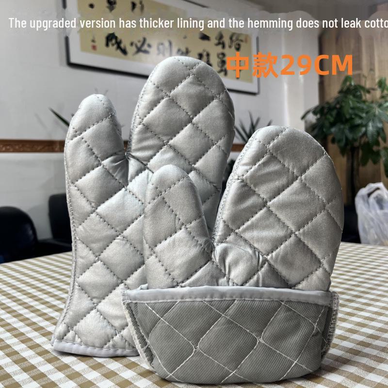 Silver Heat-Resistant Oven and Microwave Gloves for Kitchen and Laundry