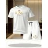 Men's Summer Casual Sportswear Round Neck Short Sleeved T-shirt Shorts 2-piece Set Men's Short Sleeved T-shirt and Shorts Set