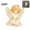 Small Unique Accessory Little Angel Brooch Pin for Women, Cute Guardian Holding Heart Lapel Stable Buckle Pins with Wings, Clothing Coats, Sweaters,