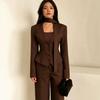2026 Women's V-neck Scarf Decor Long Sleeve Casual Suit Jacket