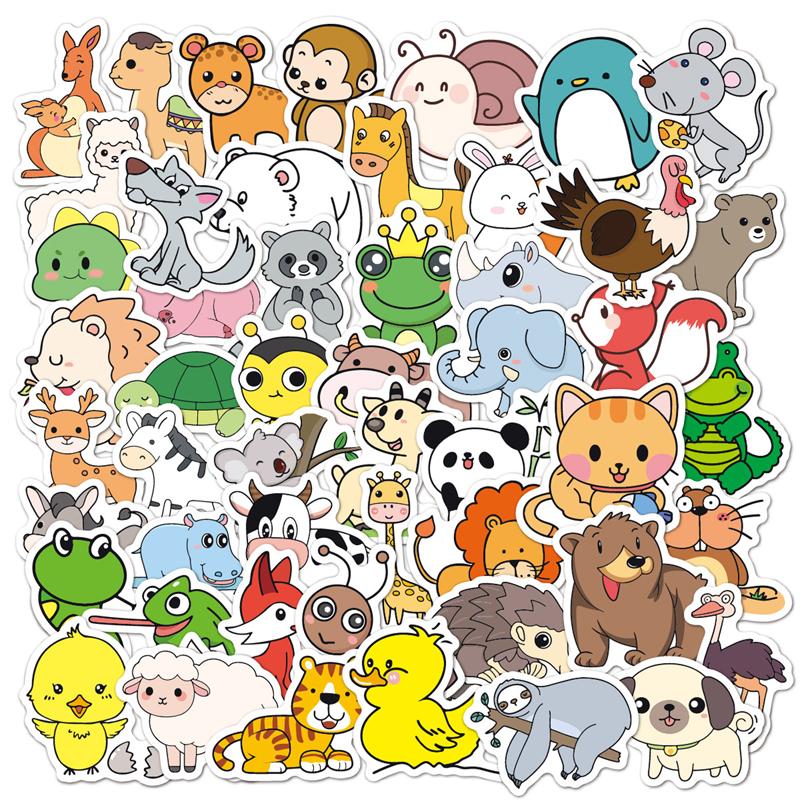 50 Pcs Cute Animal Stickers Vinyl Waterproof Water Bottle Stickers Notebook Sticker For, Laptop, Skateboard, Phone, Guitar, Car