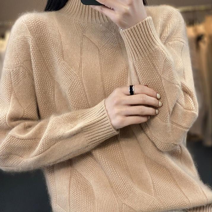 Pulovere cu gât înalt pentru femei, îngroșate pentru toamnă și iarnă, pulovere tricotate largi, de dimensiuni mari, în culori uni, pulovere trendy cu mâneci lungi