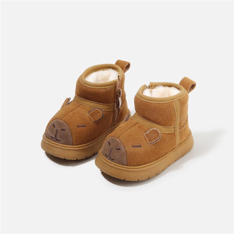 

Winter Baby Shoes Leather Cute Animal Warm Plush Kids Shoes Non-slip Toddler Girls Boys Cotton Boots EU 16-26 21 верблюд