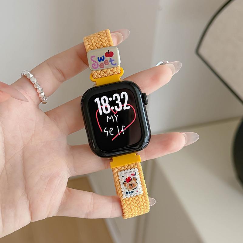 Cute Bear for Apple iwatchS10 Watch with Braided Nylon Xiaomi 89Pro Magnetic Buckle Huawei