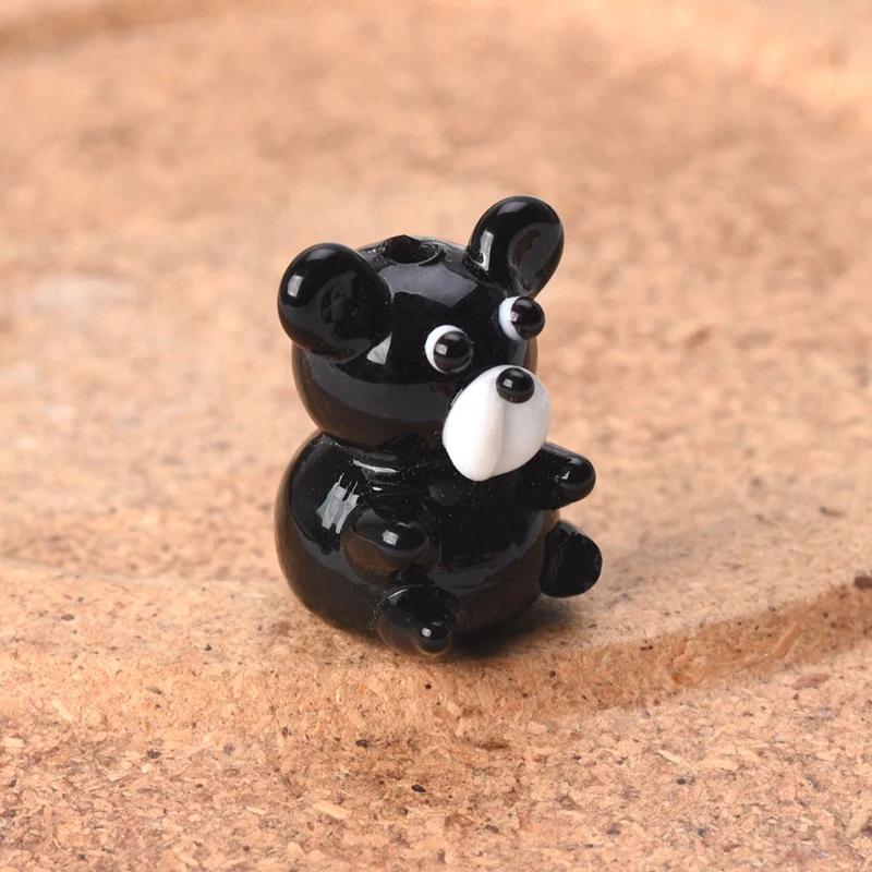 2pcs Bear 15x20mm Handmade Lampwork Glass Loose Beads for Jewelry Making Accessories DIY Crafts Findings