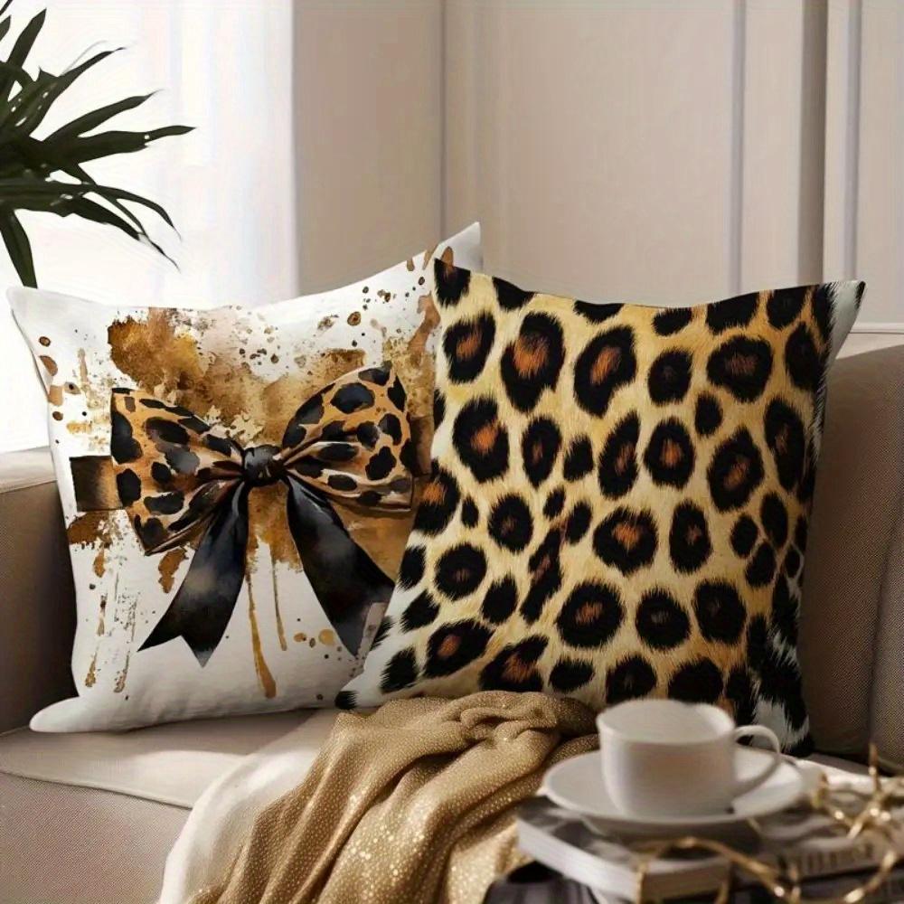 Elegant Leopard Print Pattern Digital Printing Pillow Cover Short Plush Suitable Living Rooms Bedrooms Sofas Throw Cushion Cover