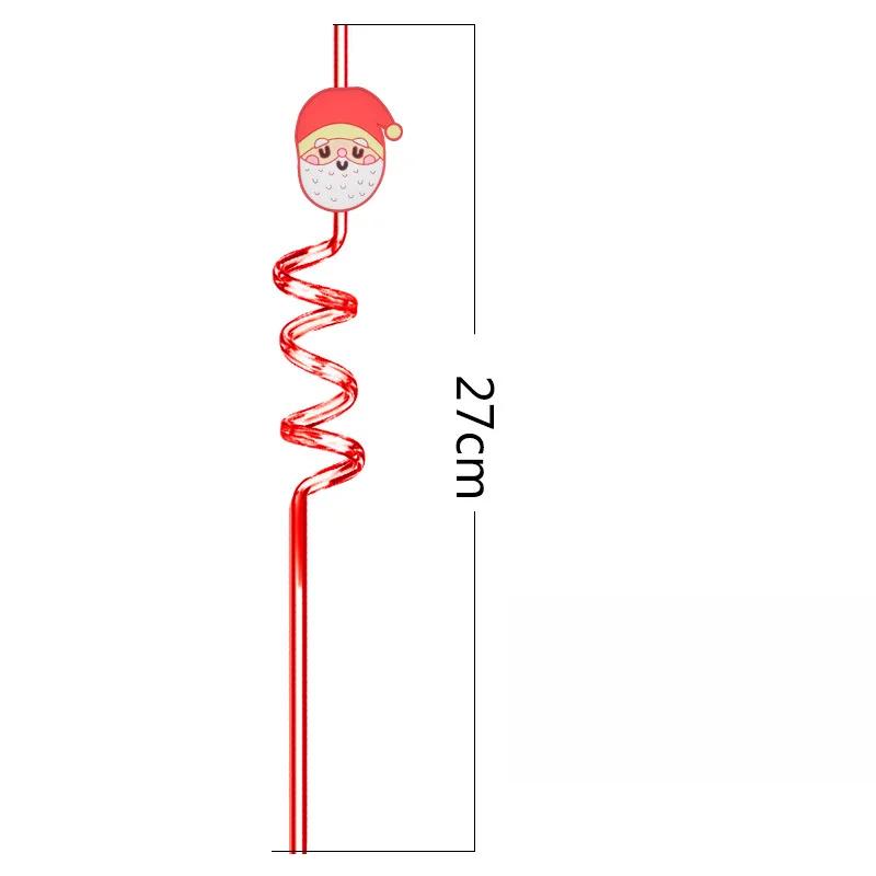 Christmas Spiral Straws Father Christmas Snowflake Elk Straws Drinking Juice Straws Children Straws Christmas Party Decoration