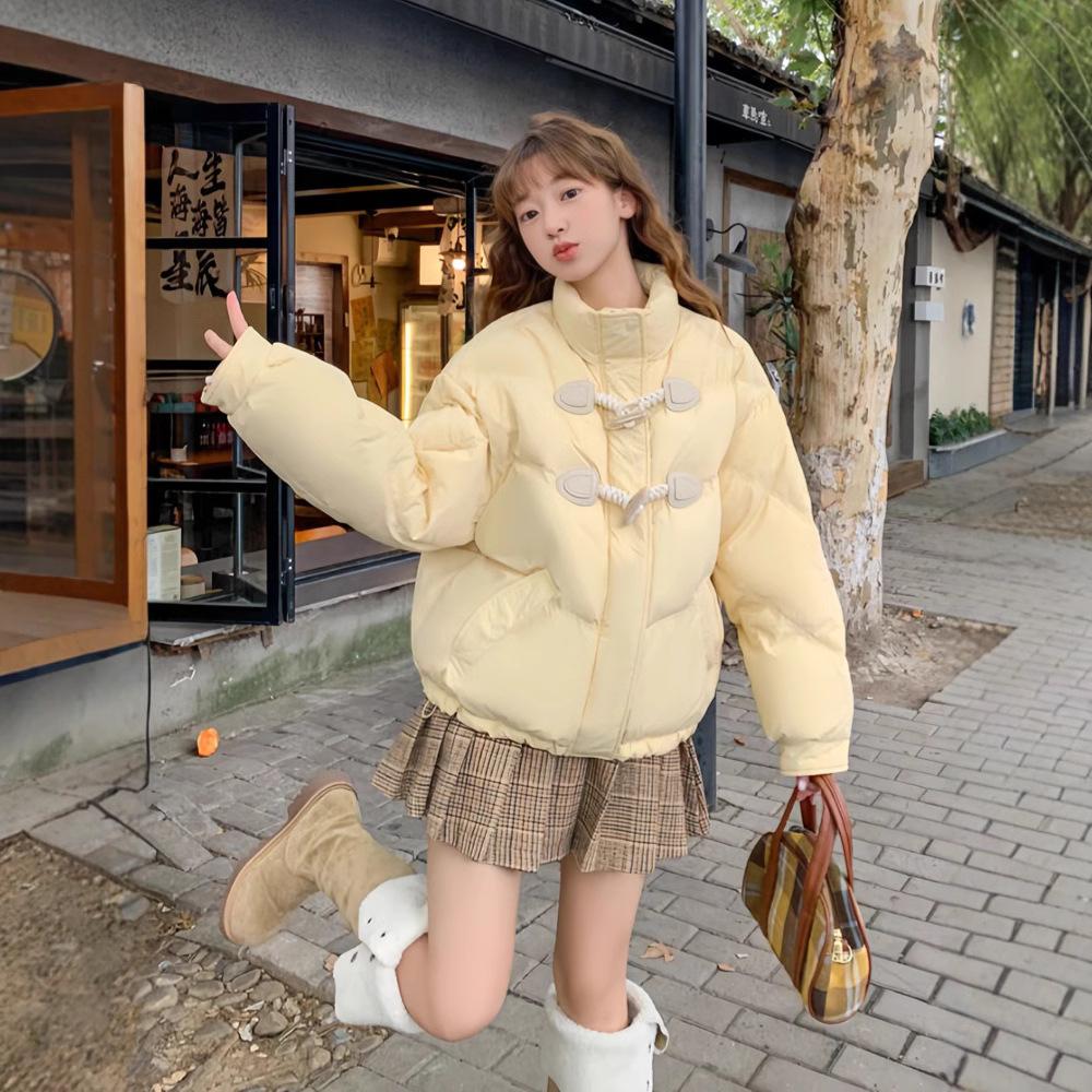 Counter Short Down Cotton Clothes Women's New Horn Buckle Thickened Small Bread Clothes Jacket