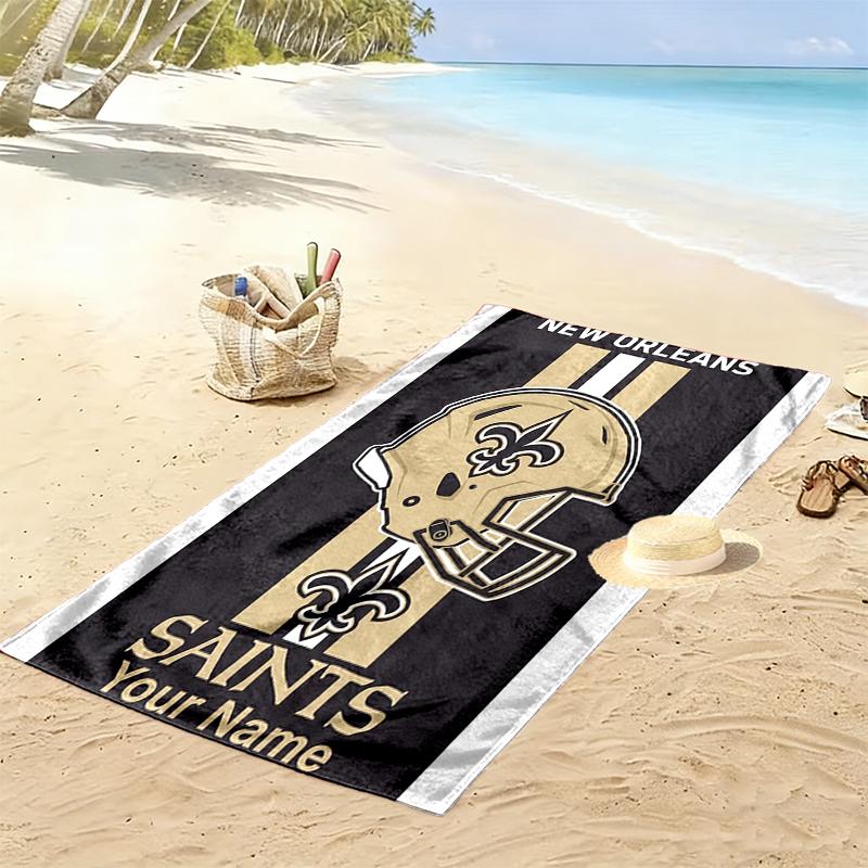 Custom NameNew Orleans Saints helmet. Beach Towel Soft Microfiber Summer Towel Quick Dry Absorbent Towel for Beach Swimming Pool Travel