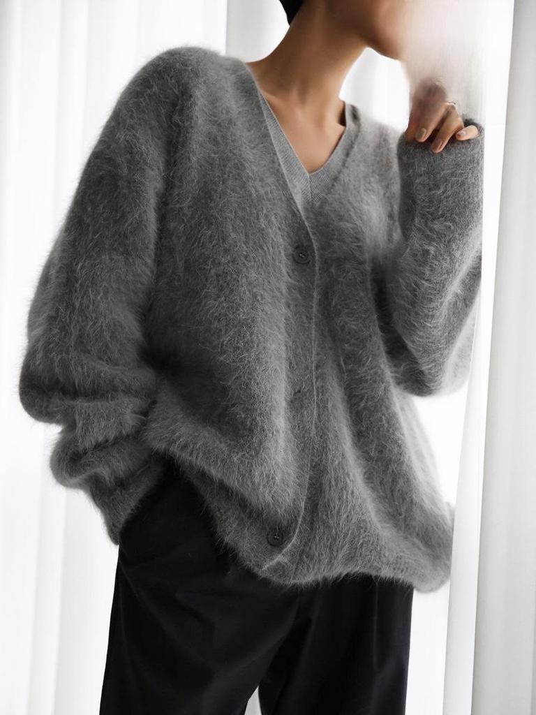 2025 Trending Women's Imitation Mink Cardigan - Loose, Soft, Long-Sleeved Knitted Sweater for Spring & Autumn