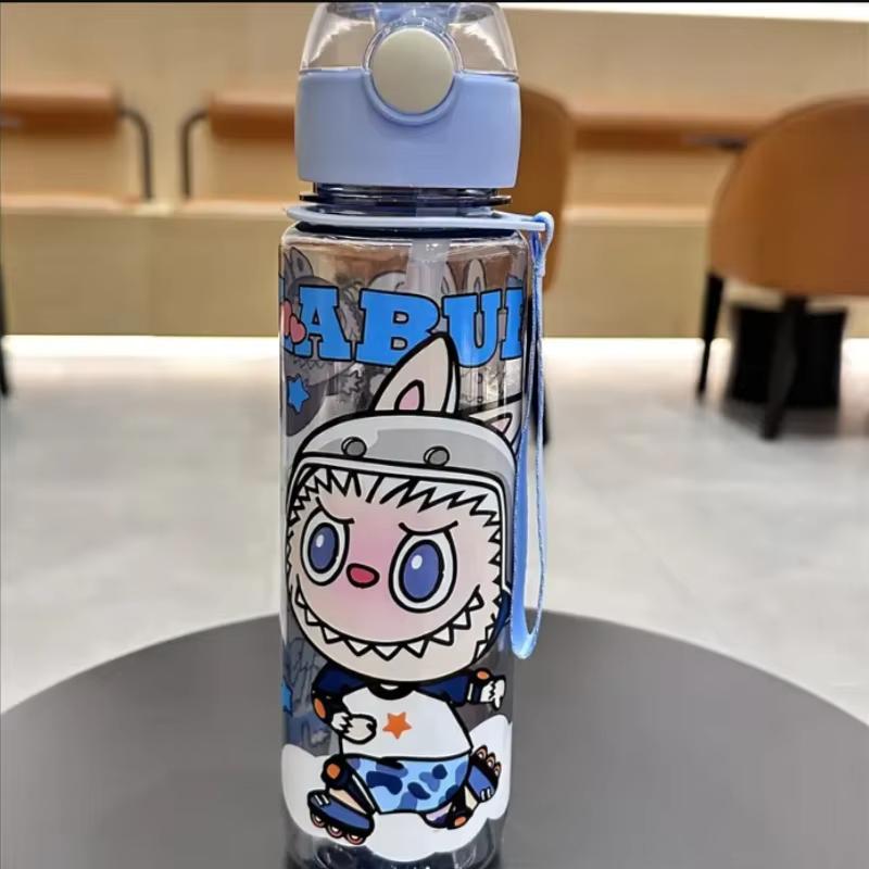 BPA-Free Visually Appealing Cartoon Water Bottle with Straw - Leak-Proof, Portable for Outdoor Sports, Fitness, Travel