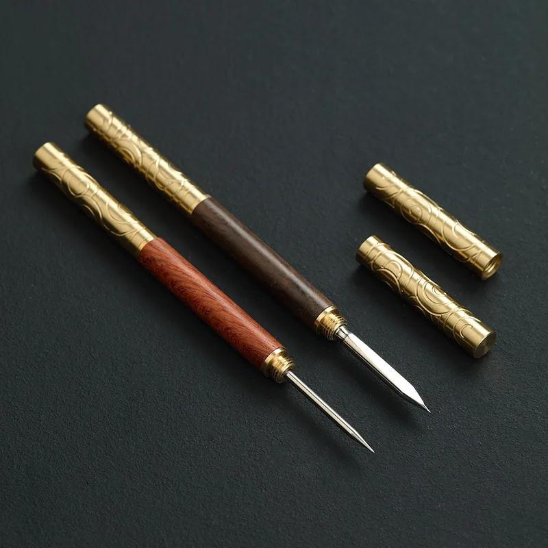 Ebenholz Massivholz Teenadel Edelstahl Teepickel Professionelles Pu'er Tee Delikatesse Teemesser Lose Teeblätter Gadget Zubehör