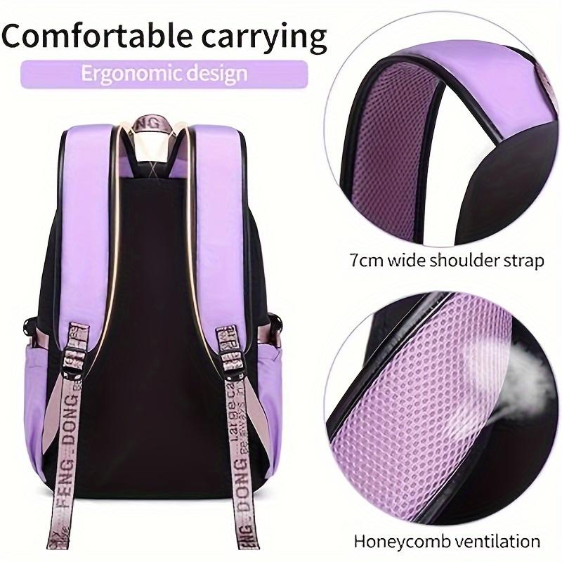 Capacity Large Schoolbag With Cute Plush Pendant Cute Girls Backpack Waterproof Nylon Fabric Bookbag For Kids Teens Students