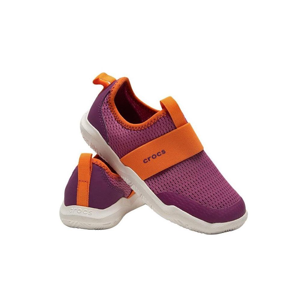 Crocs Round Toe Slip-On Mesh Breathable Non-Slip Casual Shoes Kids Shoes Purple Orange 204022-6JV