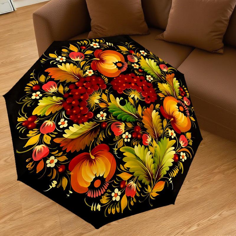1PC Floral pattern Circle designAutomatic Open/Close Umbrella with Windproof, 8-Rib Sturdy Canopy, Durable Ribs, Fashionable Design, Outdoor Accessory