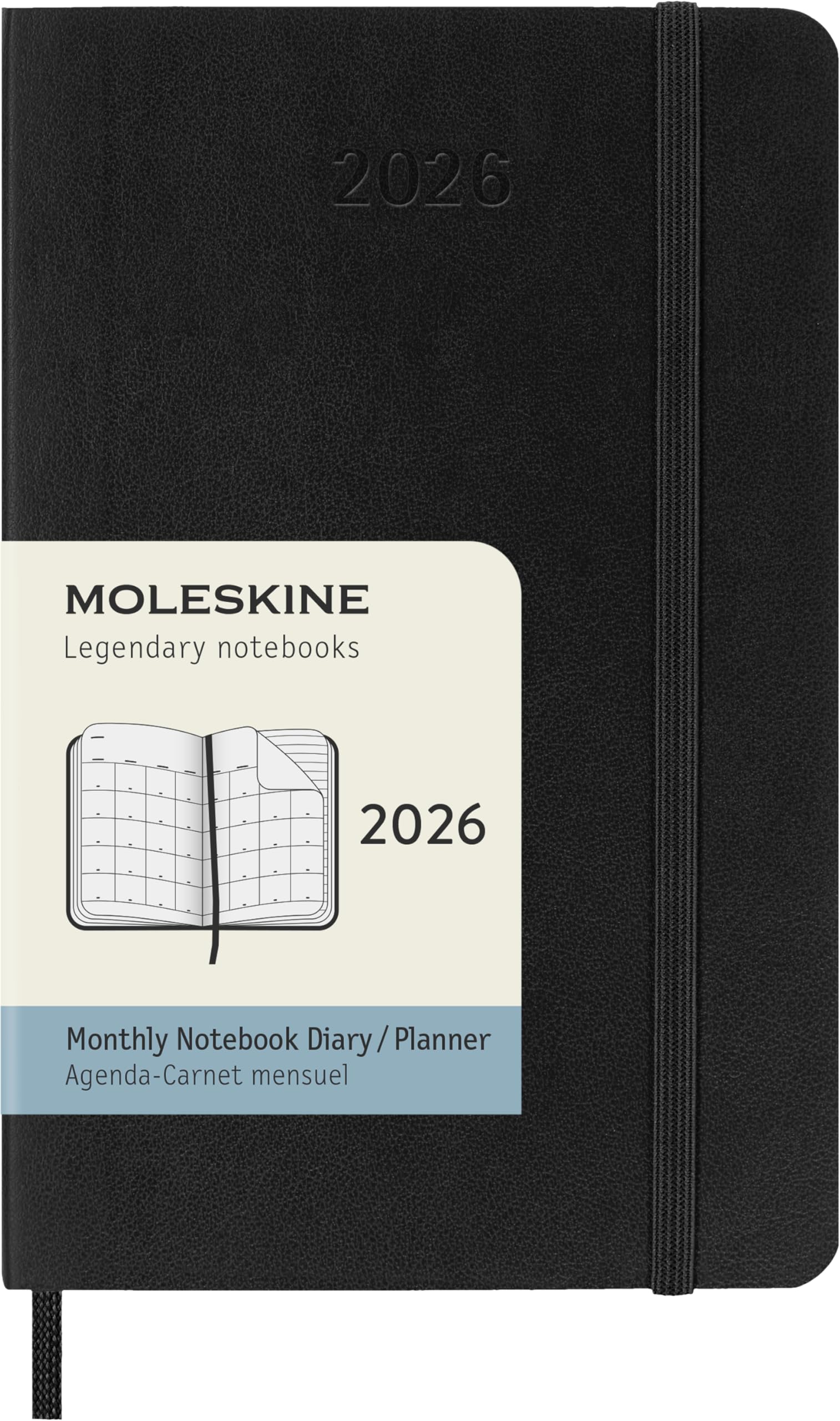 

Moleskine 2026 January Monthly Pocket Size x Soft DSB12MN2Y26 Planner, Start, 12-Month Diary, (9cm 14cm), Cover, Black, чёрный