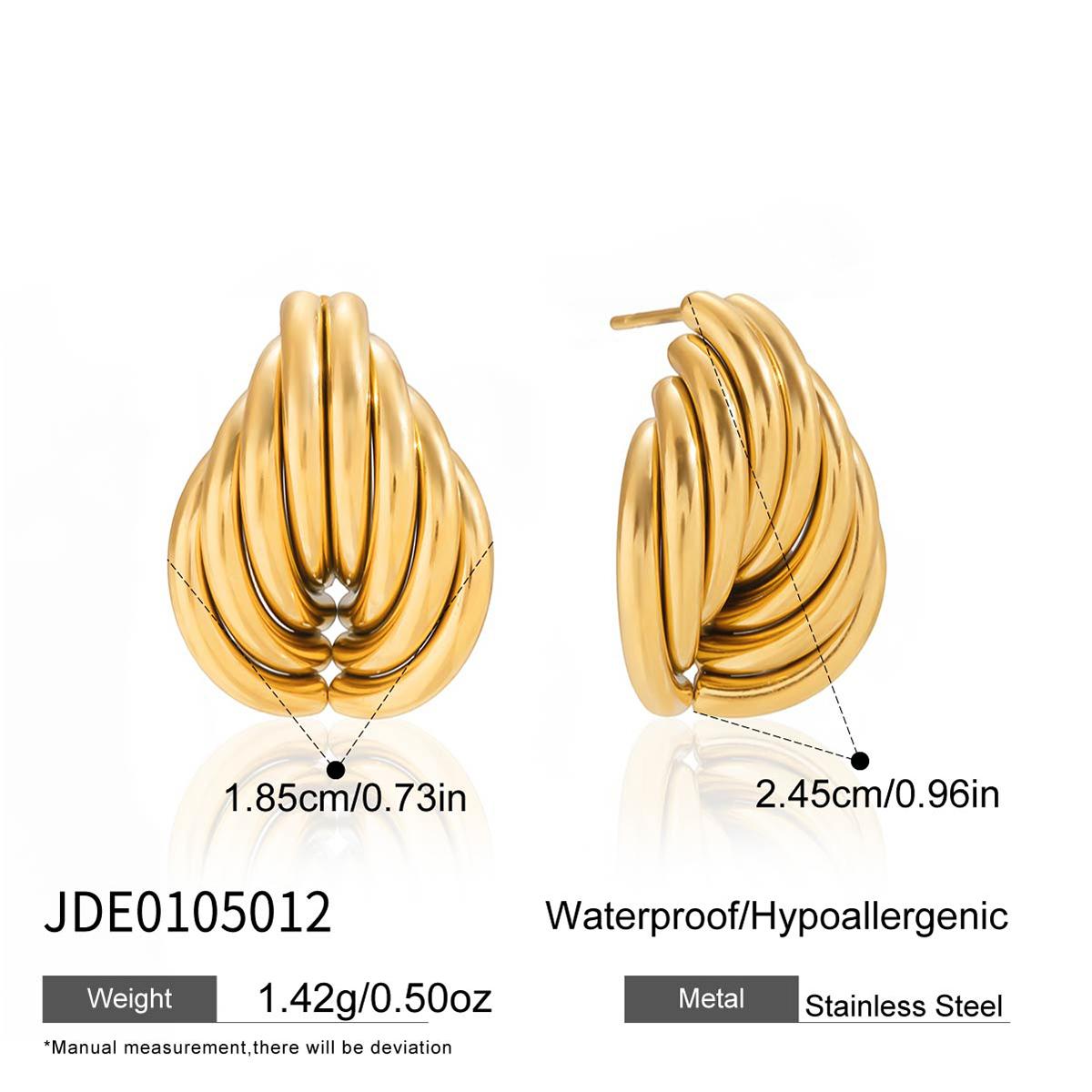 

Youthway Fashionable Irregular Design Curved Ear Studs Stainless Steel Gold Color-Plated Women S Smooth Earrings
