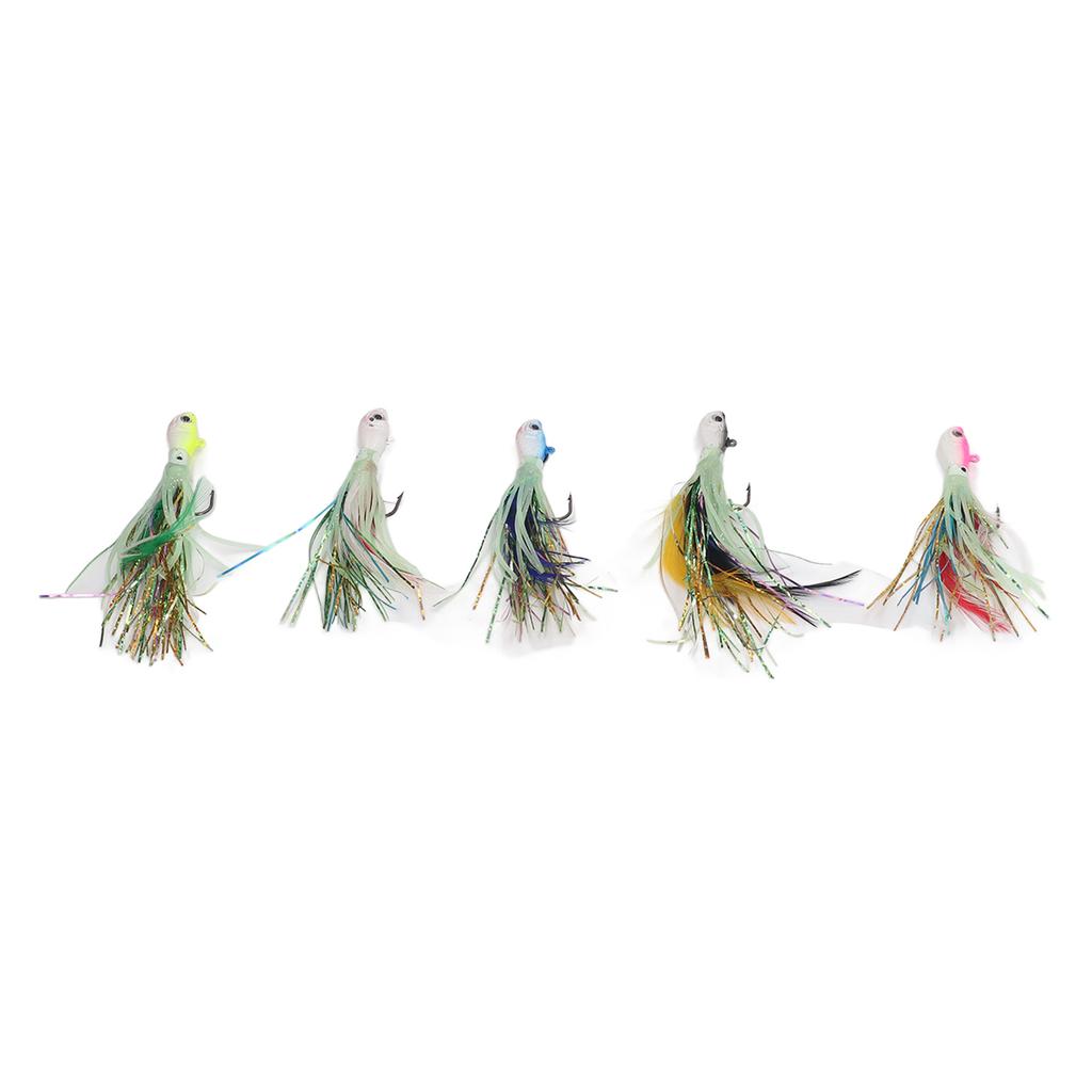5PCS Octopus Fishing Lures 28g Soft Silicone Glow Squid Jigs Skirt Tail Swimbait with High Carbon Steel Hook for Freshwater Saltwater Ocean Fishing