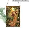 2D Flat Vintage Garden Girl Aluminum Wall Art- 8x12 Inches, Elegant Forest Scene with Flowing Dress& Blooming Flowers, Perfect for Indoor/Outdoor
