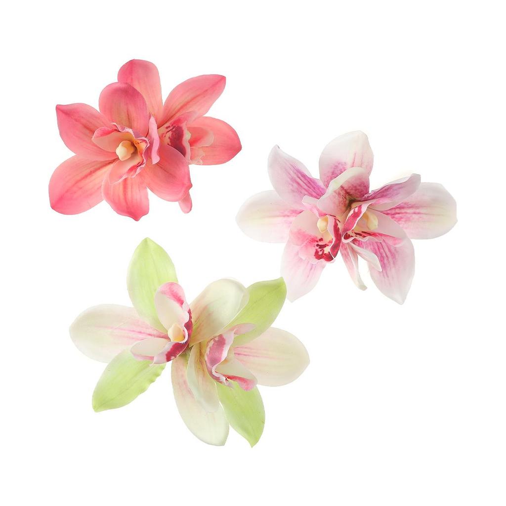 Pinzas para el pelo de orquídea Flor simulada Horquilla pequeña Barrette nupcial Boda en la playa Mujeres Vacaciones Clip floral para el cabello Accesorios para el cabello