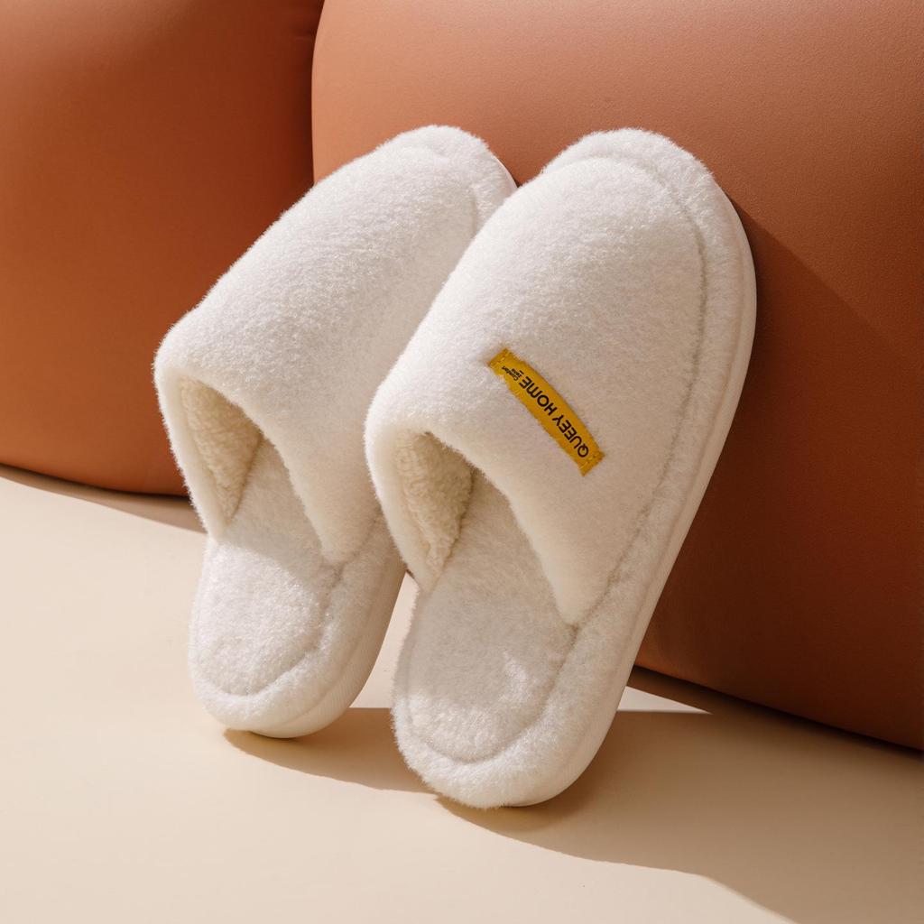 2025 Silent Antibacterial Plush Cotton Slippers - Winter Indoor Thick Sole for Men & Women