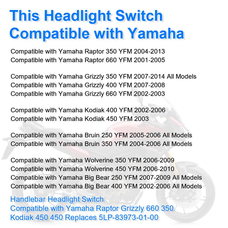 Left Handlebar Switch Engine Start Run Off Headlight for Yamaha Raptor 350 660R 5LP-83973-01-00 5LP-83973-00-00