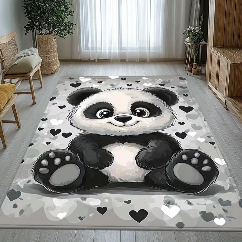 Tappeto Cartone Animato Panda Stanza Bambini Animale Carino Bianco Nero Tappeto Arredamento Accogliente Soggiorno Tappetino Gioco Bambino Tappeto Interno Esterno Comodo