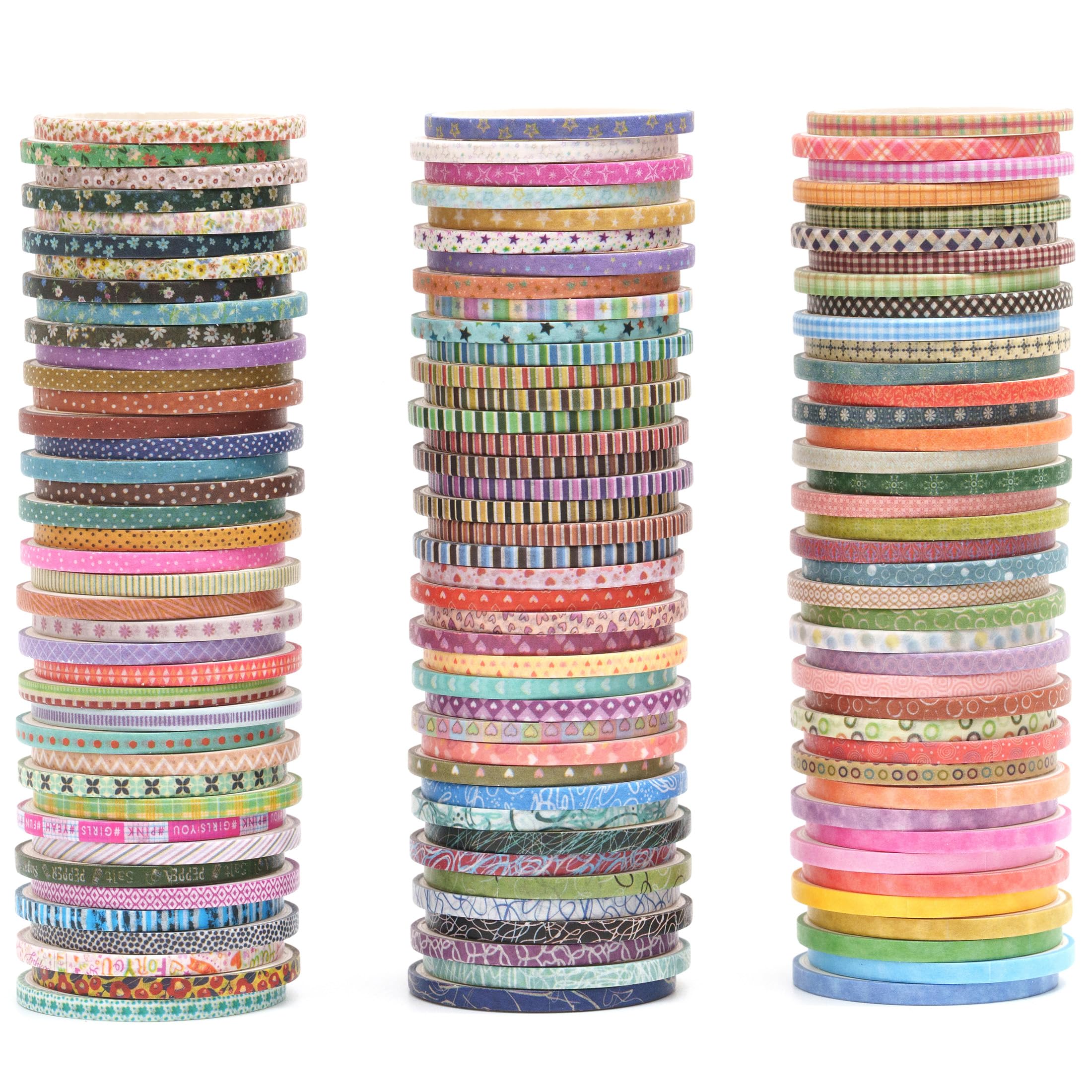 

YUBX Masking Large Collection of Basic Pattern Washi Geometric Highly Detailed Design for DIY Gift and Gift Decoration Tape, 120-Piece Set, Tapes,