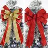 41*24CM Large Christmas Bow Ribbon Bowknot for Xmas Tree Top Bow Hanging Ornament Christmas Decoration New Year Home Party Decor