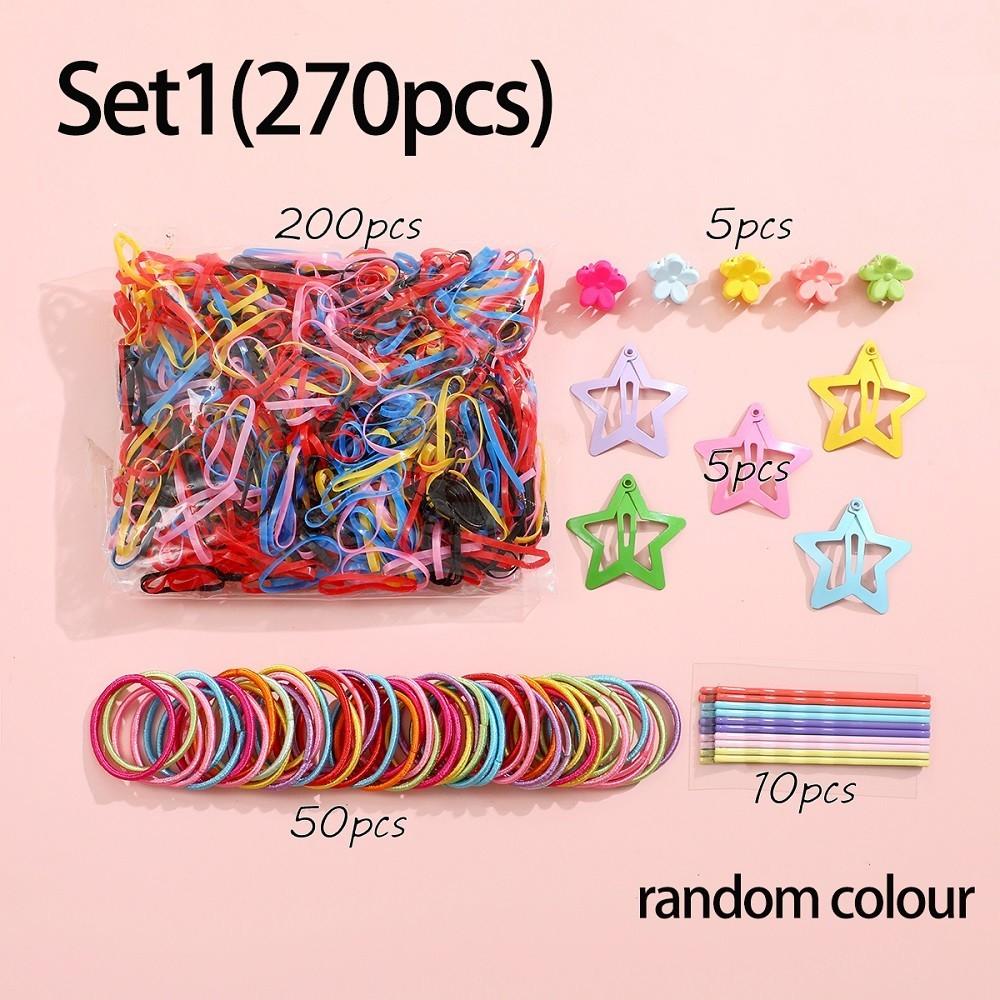 IF ME 780pcs/set Cute Hair Tie Hair Clip Set for Kids Colorful Star Flower Hairpin Rubber Children Hair Accessories