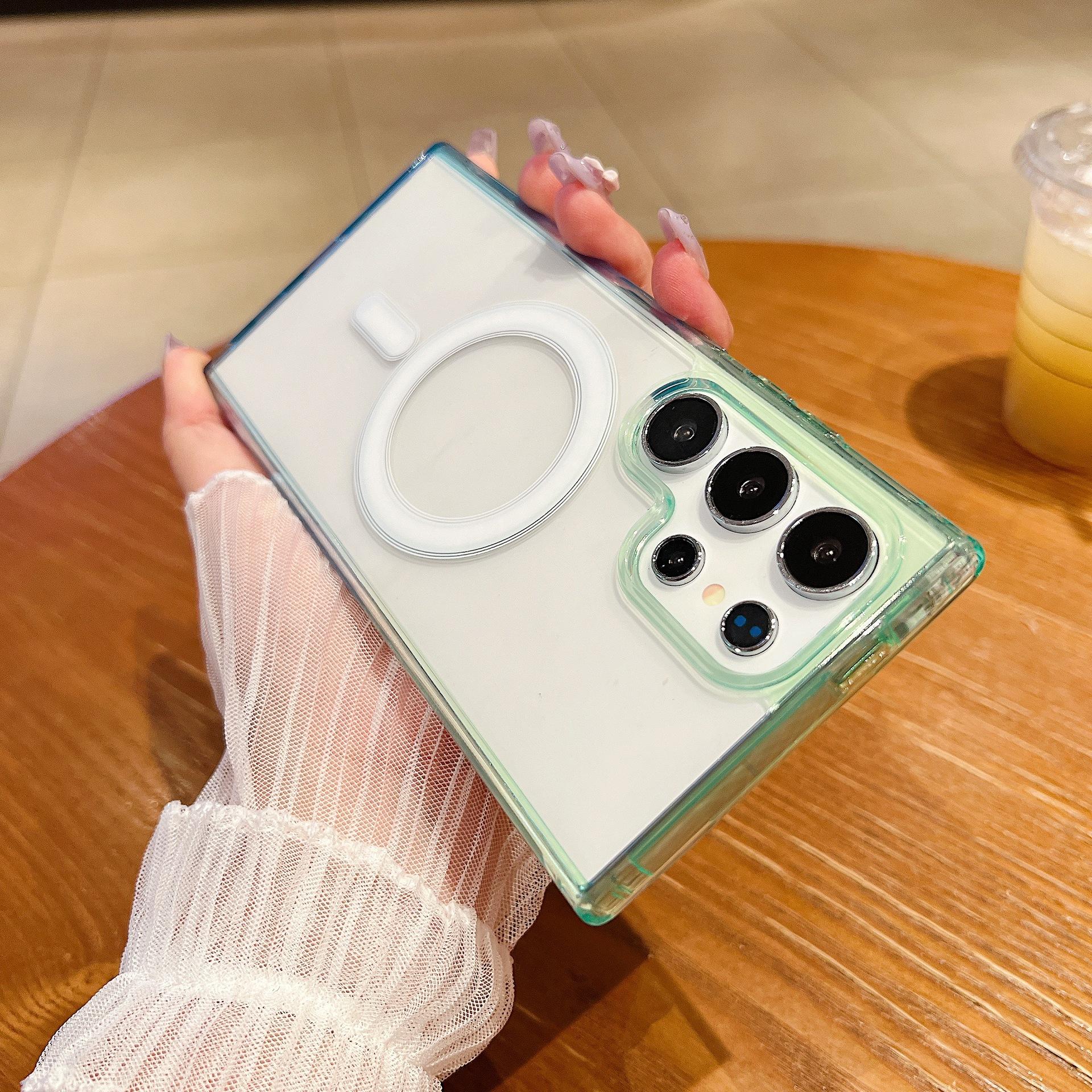 

Applicable To Samsung S25ultra Mobile Phone Case Full Pack Transparent Magnetic Suction S24plus Contrast Gradient Anti Fall Note20 Samsung F14/M14