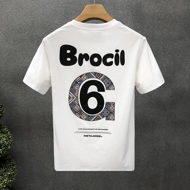 Summer Fashion Heavyweight Retro English Letters 100% Cotton Printed Round Neck High-quality Casual Fitness Street T-shirt